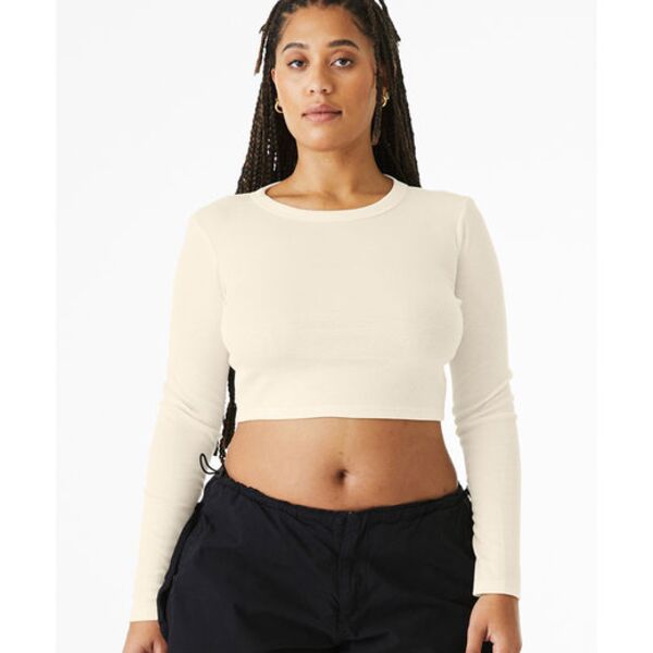 Ladies' Micro Ribbed Long Sleeve Baby Tee Thumbnail