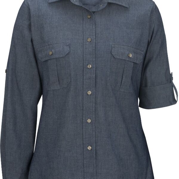 LADIES' CHAMBRAY ROLL-UP SLEEVE SHIRT Thumbnail